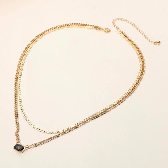 COMING SOON TATE SEMI PRECIOUS STONE LAYERED NECKLACE - Picture 1 of 1